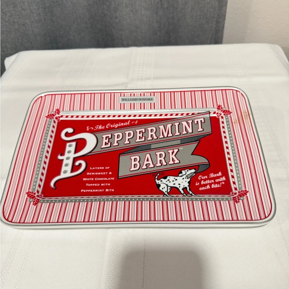 Williams Sonoma Exclusive White and Red Peppermint Bark Vintage Ceramic Tray.